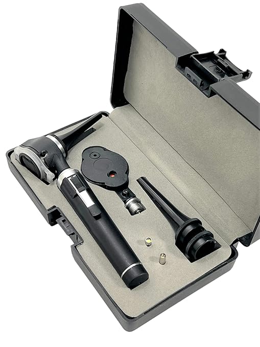 ArtLaB-Premium Veterinary Otoscope Set Kit Veterinary Diagnostic Set Instrument with Reusable Ear Speculas Set -Veterinary Diagnostic Otoscope Set and Hartmann Speculum (White Lens Vet Otoscope)