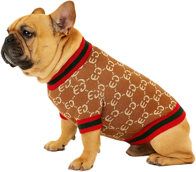 Luxury Dog Sweater – Soft Knit Designer Pet Outfit for Small Dogs & Puppies, XS–L, Stylish Warm Clothing for Yorkies, Chihuahuas, Dachshunds, Maltese, French Bulldog