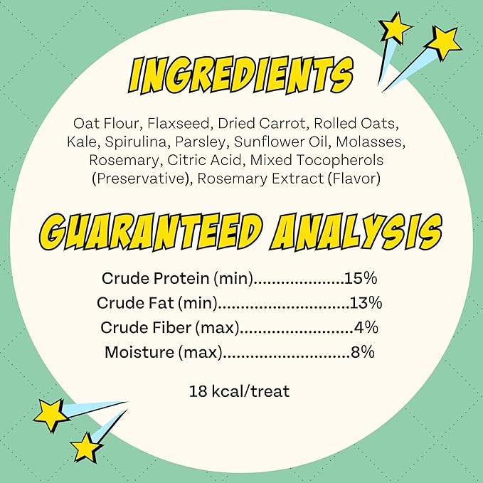 Chippin Healthy Dog Treats, All Natural Crunchy Biscuits with Spirulina, Kale, Oats, Low Calorie, No Meat, Hypoallergenic, Vegan Treats for Puppy, Small, Large Dogs, 2 Pack
