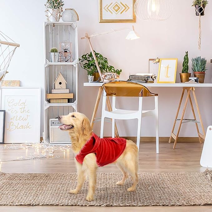 EXPAWLORER Dog Hoodie Fleece Sweater Vest, Hooded Dog Sweatshirt Fall Winter Pet Clothes with Leash Hole, Sleeveless Warm Cozy Puppy Clothing for Cat Small Medium Large Dogs Girl Boy, Red XL