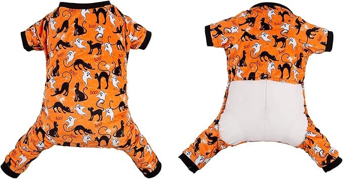 CuteBone Soft & Stretchy Halloween Dog Pajamas - Cozy Pet Jammies Breathable Jumpsuit for Small Dogs - All-Season Comfy Outfit Easy-On Pullover Design - Keeps Pets Warm & Comfortable P173M