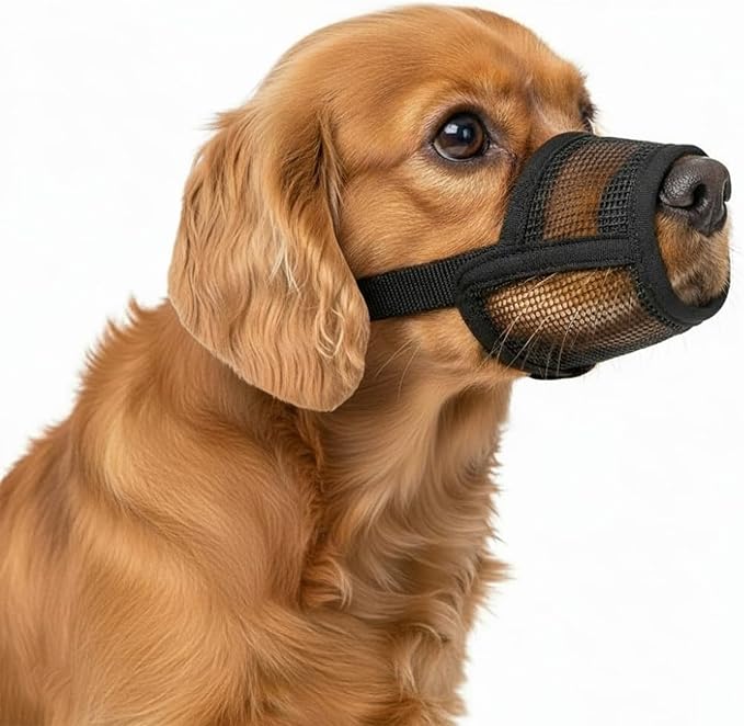 Dog Muzzle Medium Sized Dogs - Soft Muzzle for Medium Sized Dog with Air Mesh | Mussle to Stop Biting Barking and Chewing | Allows Panting and Drinking