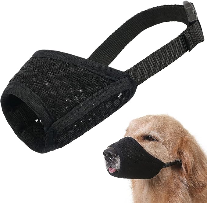 Mayerzon Dog Muzzle, Puppy Soft Mesh Muzzle for Small Medium Large Dogs Chihuahua Poodles Beagle Dachshund Corgis Labrador for Biting Chewing Grooming That Allows Panting Drinking(XXL, Black)