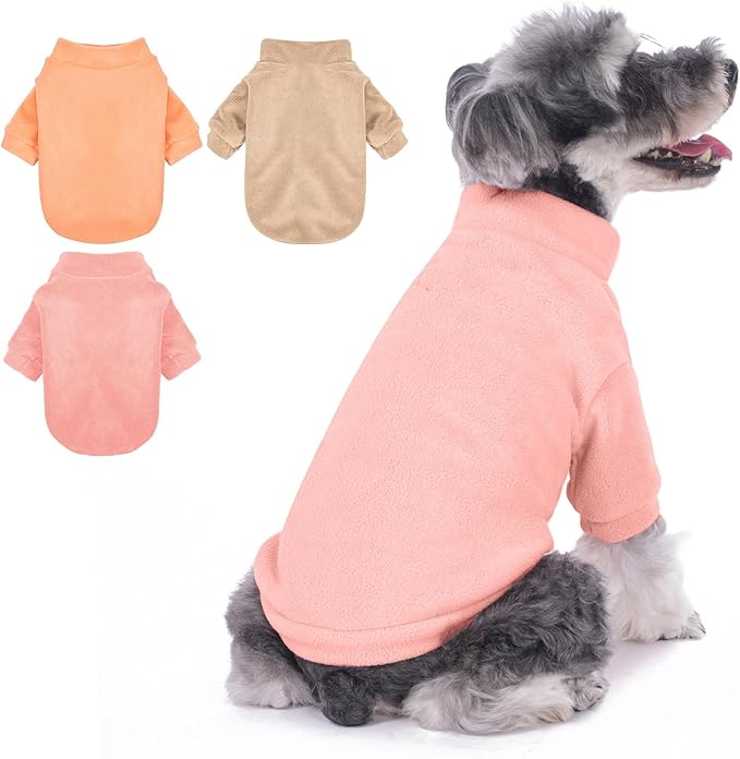 Dog Sweater, 3 Pack Dog Sweaters for Small Dogs Girl Boy, Ultra Soft Warm Puppy Clothes Dog Coat for Winter (Peach+Lt Camel+Pink, X-Small)