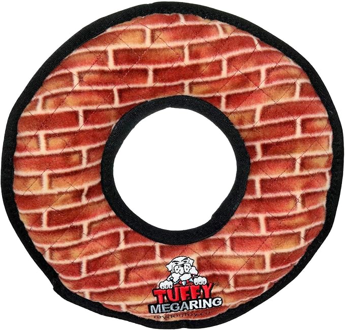 TUFFY - World's Tuffest Soft Dog Toy - MEGA -Multiple Layers. Made Durable, Strong & Tough. Interactive Play (Tug, Toss & Fetch). Machine Washable & Floats (Ring Brick, Large 2 Pack)