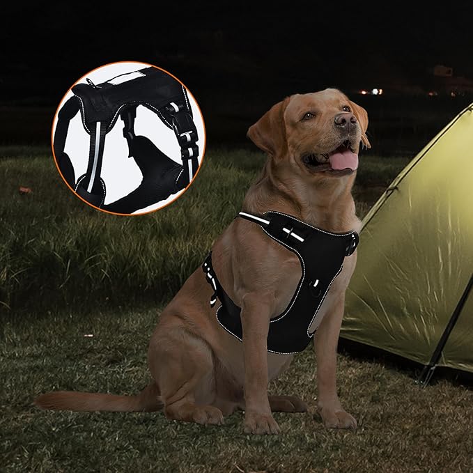Amazon Basics No-Pull Dog Harness, Adjustable Front Clip, Escape Proof Tactical Vest, X-Large, Black