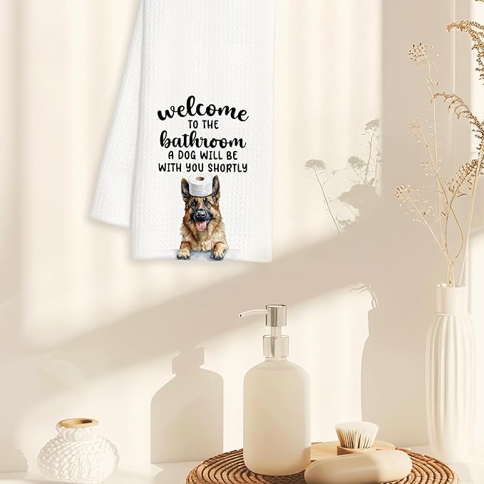 Funny German Shepherd Hand Towels for Bathroom Decor, German Shepherd Gifts for Women Men, Dog Lover Gifts Decorative Hand Towels for Bathroom Restroom Room, 16x24 Inch