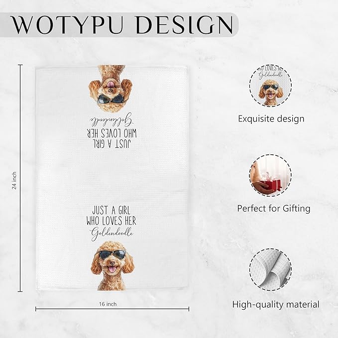 Funny Goldendoodle Gifts Kitchen Towels, Goldendoodle Gifts for Women Dish Tea Towel for Kitchen Bathroom Decor, Just A Girl Who Loves Her Goldendoodles, 16X24 Inch