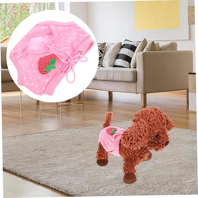 Milisten Pet Diaper Sanitary Physiological Pants for Male Dogs Washable Strawberry Pink Prevents Unwanted Mating Protects Home from Urine and Stains