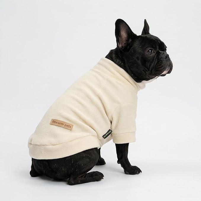 Fitwarm 3 Pack Classic Fleece Dog Sweater, Winter Clothes for Small Dogs Boy Girl, Turtleneck Dog Sweatshirt, Pet Pullover Jumper, Cat Apparel, Black, Olive Green, Cream, XXL