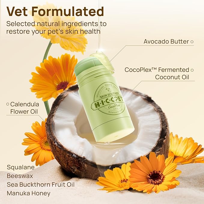 HICC PET Skin Balm for Dogs & Cats - Soothes Itching and Irritation Skin & Prevents Infection, All-Natural Dog Moisturizer for Dry Itchy Skin, Lick-Safe Allergy & Hot Spot Treatment - 0.21oz