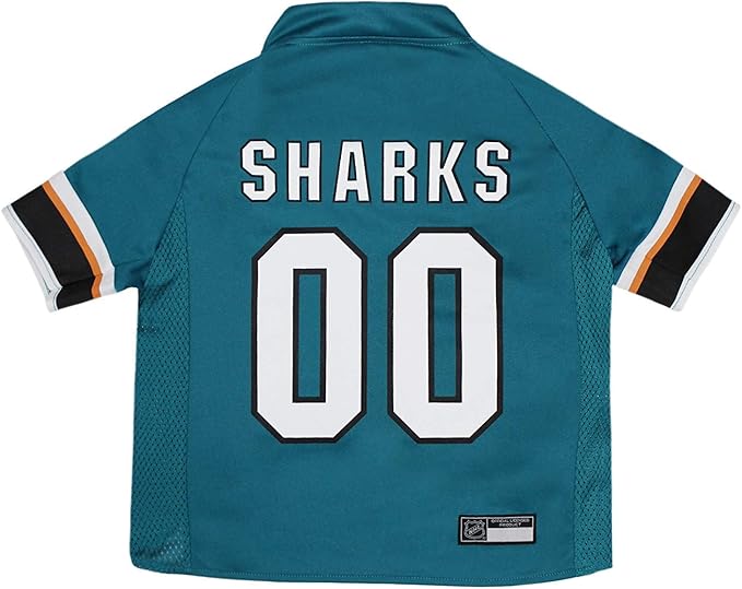 Pets First NHL San Jose Sharks Jersey for Dogs & Cats, X-Small. - Let Your Pet Be A Real NHL Fan!, X-Small Hockey Jersey