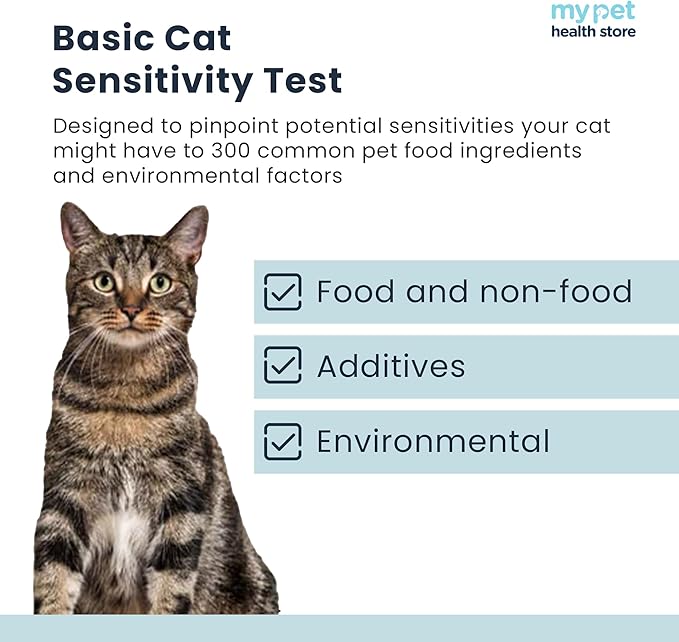 Allergen Sensitivity Test - Home Cat Allergen Test | 300 Items | Fast 3-5 Day Results | Gentle Fur Sampling | Comprehensive Food & Environment Analysis | Suitable for All Cats