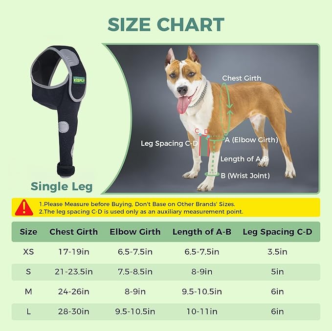 Dog Elbow Brace Protector, Supports Elbow & Shoulder Joints, Helps Relieve Hygroma, Arthritis, Dysplasia, Calluses & Pressure Sores, Reflective Design, Left Leg, Size L