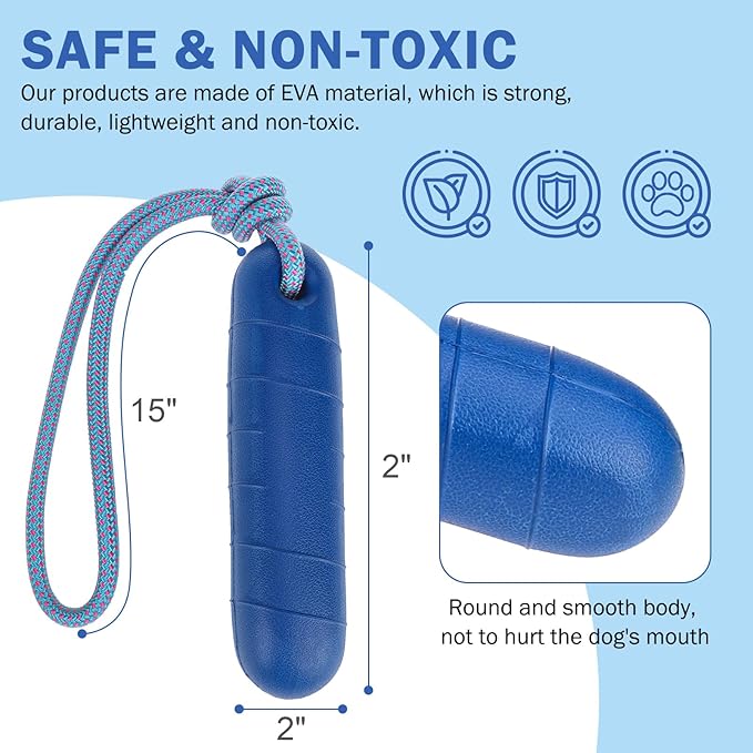 SCENEREAL Floating Dog Toys for Water Fetch, 8.5" Dog Water Toy for Medium Large Dogs, Tough Interactive 2 Pack Fetch Bumpers with Durable Rope for Summer Training Teething Outdoor Pool, Blue & Green