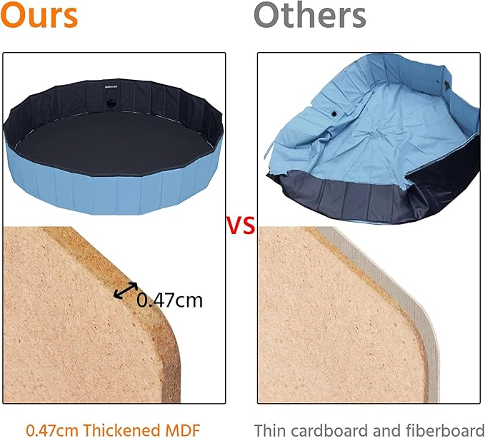Yaheetech Foldable Hard Plastic Dog Pet Bath Swimming Pool Collapsible Dog Pet Pool Bathing Tub Pool for Pets Dogs & Cats Outdoor -63 x 11.8 inch, Blue