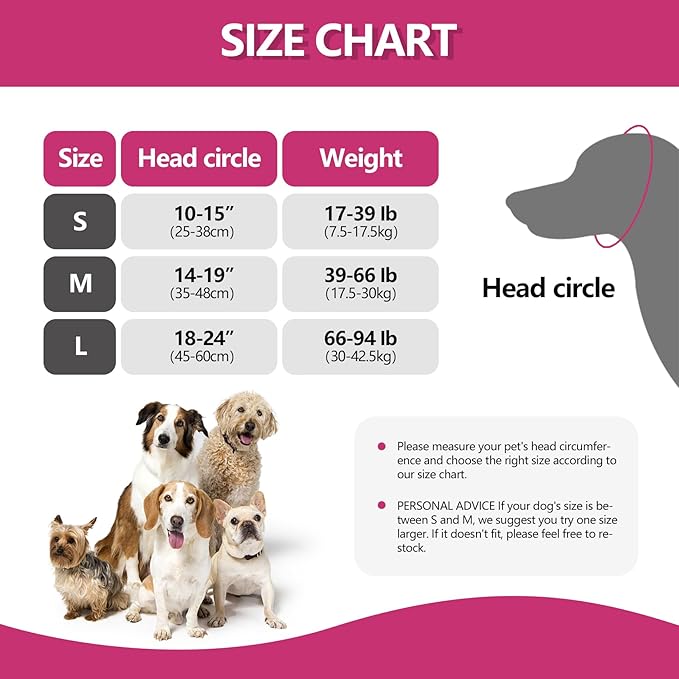 Waterproof Dog Ear Covers for Grooming, Bathing,Swimming, Pet Calming Hoodie Dog Ear Muffs Noise Protection for Blow Drying Sleep Help Headband (Pink，L)