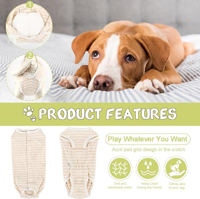 Etdane Dog Diapers Sanitary Panties Physiological Period Shirts Surgical Recovery Suits for Male and Female Dogs, Yellow/Large