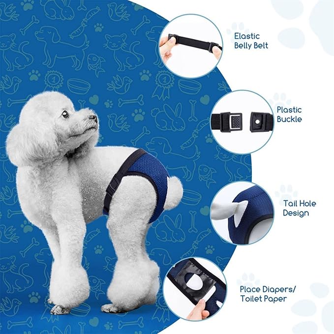Washable Female Diapers,Reusable Puppy Sanitary Panties with Adjustable,Dog Underwear for Female Dogs in Heat.(Black L)