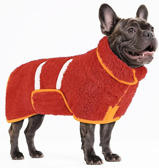 Bienbee Dog Bathrobe, Quick Drying Super Absorbent Dog Robes for After Bath, Warm Keeping Dogs Towel, Dogs Bath Supplies, Bright Red M