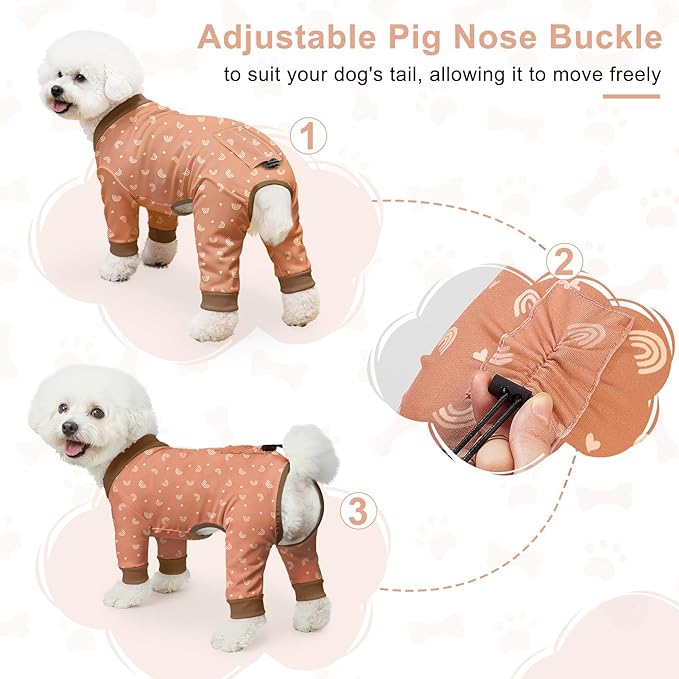 Bienbee Dog Pajamas, 4 Pack Dog Recovery Suit Shedding Suit Cute Soft Puppy Clothes Dogs Pjs Onesies Jammies Adjustable Breathable & Stretchy Clothes for Small Medium Large Dogs Girl Boy Puppy-XS