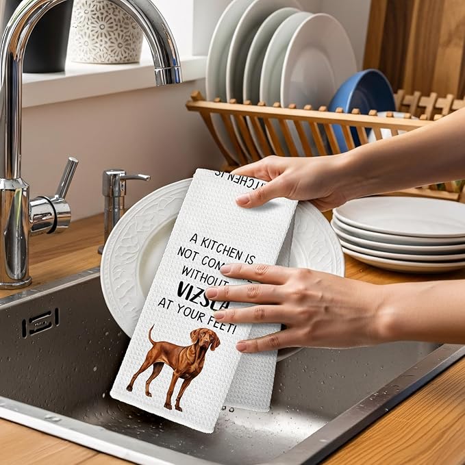 Vizsla Gifts Dog Kitchen Towels Set of 2, Gifts for Vizsla Owners Lovers Hand Towel, Every Meal You Make Dog Decorative Tea Dish Towels for Kitchen, FunnyDog Kitchens Decor, 16x24in