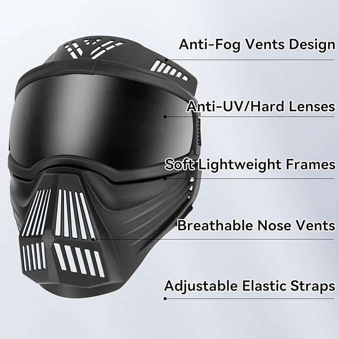 Namsan Large Dog Goggles with Basket Muzzle, Breathable, Full Face Protective, Dog Sunglasses with Mouth Cover for Medium to Large Dogs, Adjustable, Black
