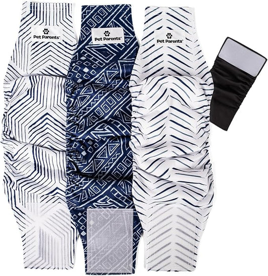 Pet Parents® Washable Belly Bands for Male Dogs (3pack) + Extendrs® of Durable Dog Diapers Male, Premium Male Dog Diapers & Dog Wraps (Large, Kahuna)