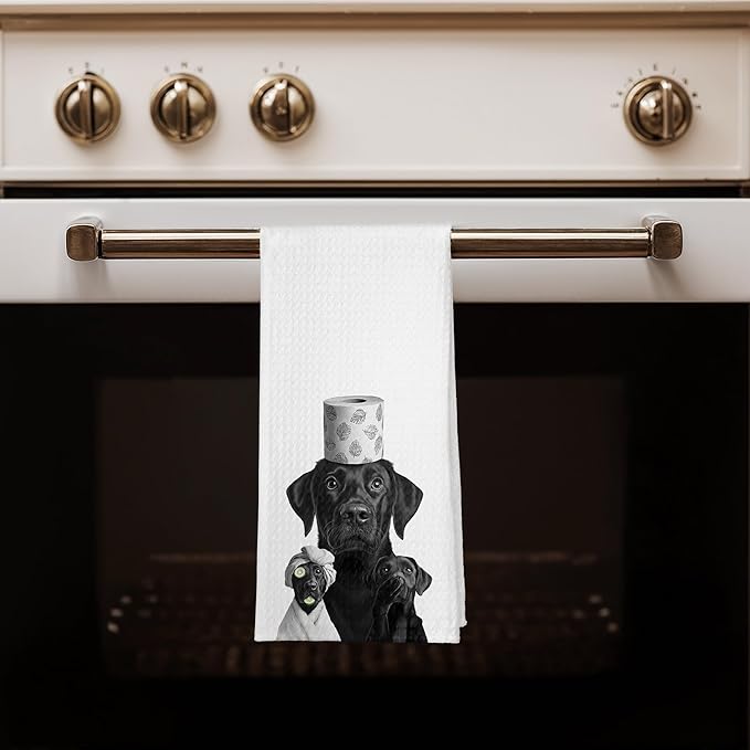 Funny Black Labrador Bathroom Hand Towels, Gifts for Labrador Dog Lovers, Dog Bathroom Decor, Black Lab Gifts Decorative Hand Towels for Bath Room Washroom Spa, 16x24 Inches