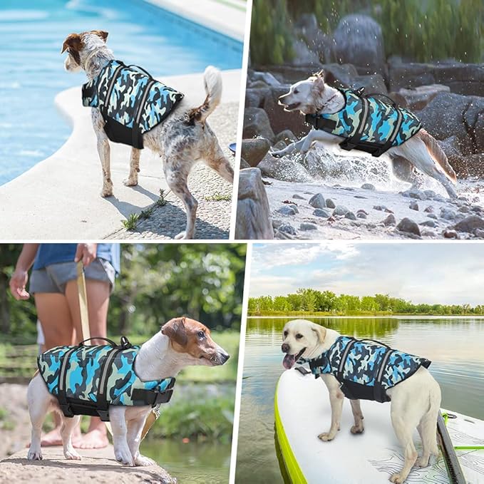 Doglay Dog Life Jacket, Dog Life Vest for Swimming Boating, Adjustable Puppy Life Jacket with Reflective Stripes, Superior Buoyancy Dog Swimming Vest for Small Medium and Large Dogs