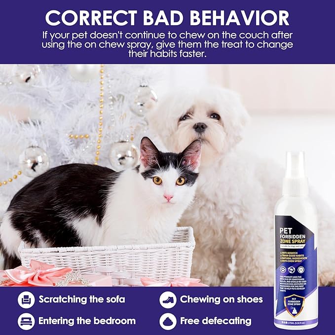 Bitter Apple Spray for Dogs to Stop Chewing, 175ML No Chew Spray for Dogs, Natural Dog Deterrent Spray for Pet Behavior Training, Indoor & Outdoor Safe, Alcohol Free/Non-Toxic/No Sting & No Smell