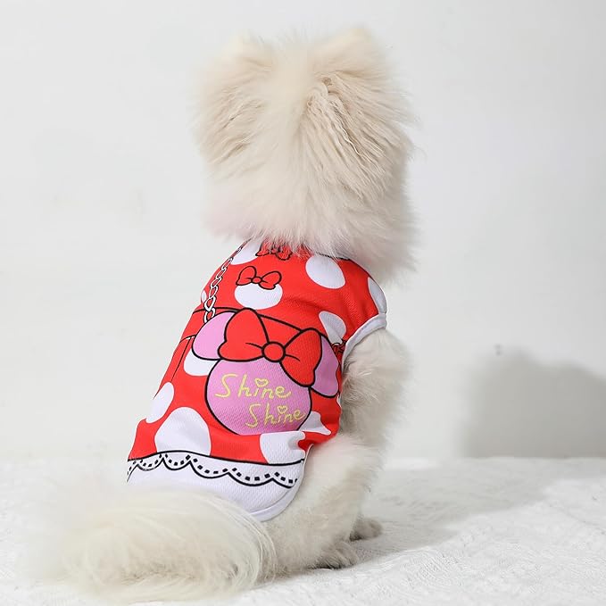 XXS Dog Clothes for Small Dogs: Dog Shirts with Cute Patterns, Stretchy Girl & Boy Puppy Clothes for Toy Chihuahua Teacup Cat, 4 Pack Pet T-Shirts Outfits for 4-16 lb Dogs