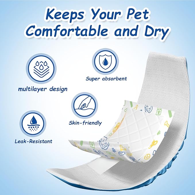 Dog Diaper Liners Booster Pads for Male and Female Dogs, 100ct, Super Absorbent Disposable Belly Band Liners for Male Dogs fit Most Types of Dog Diapers,Wraps(Regular)