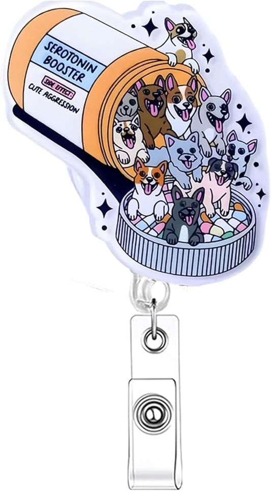 Funny Dog Nurse Badge Reel, Cute Work Badge Holder with Retractable Clip, Cute Nursing Vet Tech Technician Veterinary Pharmacy Mental Health RN Medical Worker Office Accessories Gifts (Dog)