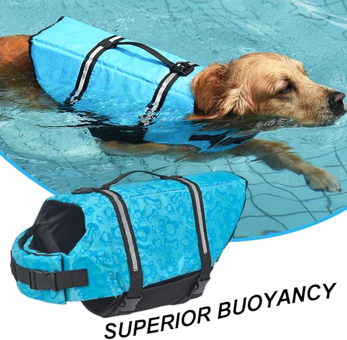 Doglay Dog Life Jacket, Dog Life Vest for Swimming Boating, Adjustable Puppy Life Jacket with Reflective Stripes, Superior Buoyancy Dog Swimming Vest for Small Medium and Large Dogs