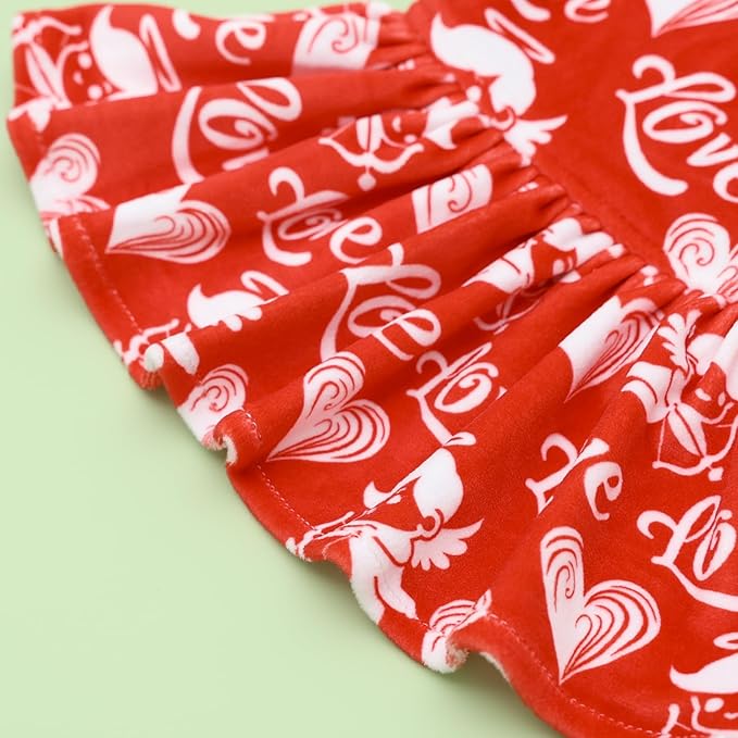 CuteBone Turtleneck Dog Velvet Dress Valentine's Day Puppy Skirt Costume Pet Clothes Cat Apparel with Bow Hair Rope for Small Dogs CVD19XXS