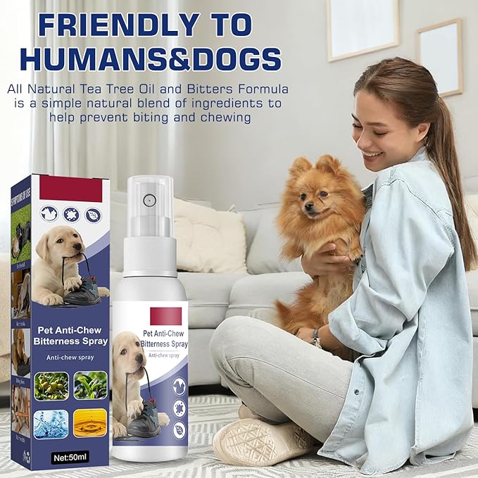 Anti-Chew Bitter Dog Spray, Natural Ingredients No Chew Spray for Dogs, No More Marking Stops Barking, Nibble, Jumping Up, Food Stealing, Anti Chew Spray for Dogs and Cats, Protect Your Furniture