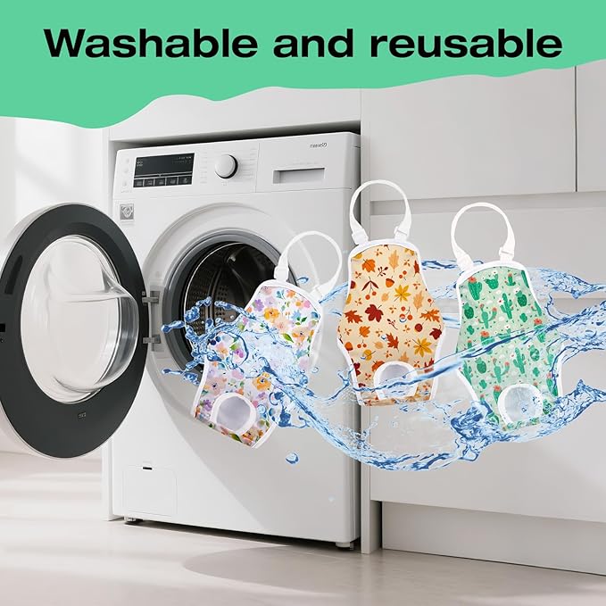 3 Pack Washable Female Dog Diapers with Adjustable Suspender, Reusable Sanitary Panties for Dogs in Heat, Leak-Proof Design for Small Dogs
