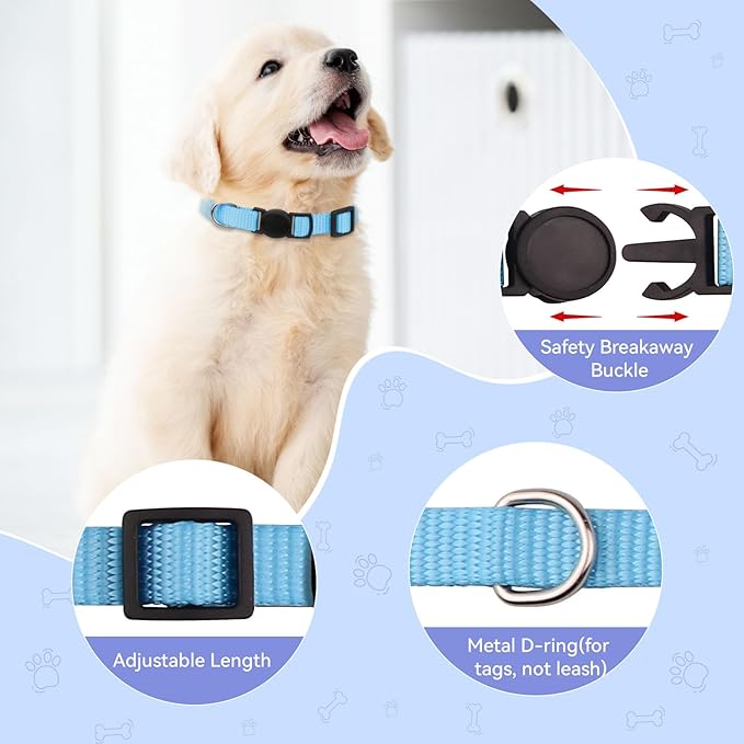 20 Pack Puppy Collars,Puppy Collars for Small Puppies Safety Buckle Soft Nylon Newborn Whelping Litter Collars(M)
