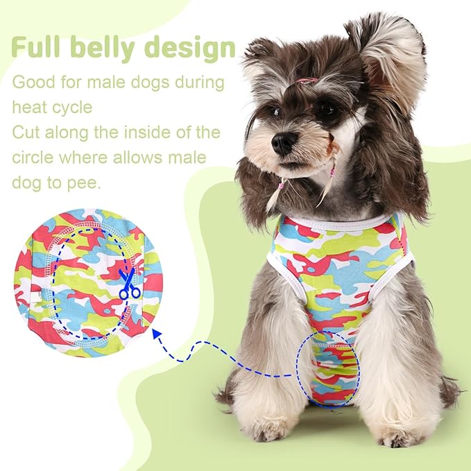 Etdane Dog Diapers Sanitary Panties Physiological Period Shirts Surgical Recovery Suits for Male and Female Dogs Camo/XS