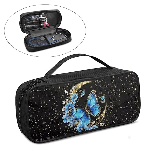Gomyblomy Stethoscope Case for Classic III, Moon Butterfly Stethoscope Holder Bag with Extra Room for Lightweight II S.E, Cardiology IV Diagnostic, Acoustica Deluxe Stethoscopes