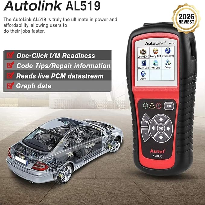 Autel AL519 OBD2 Scanner, 2026 Newer Professional Mechanic OBDII & CAN Car Diagnostic Code Reader Tool for Check Engine Light, One-Click Smog Check, DTCs Lookup, Upgraded Ver. of AL319/ MS309