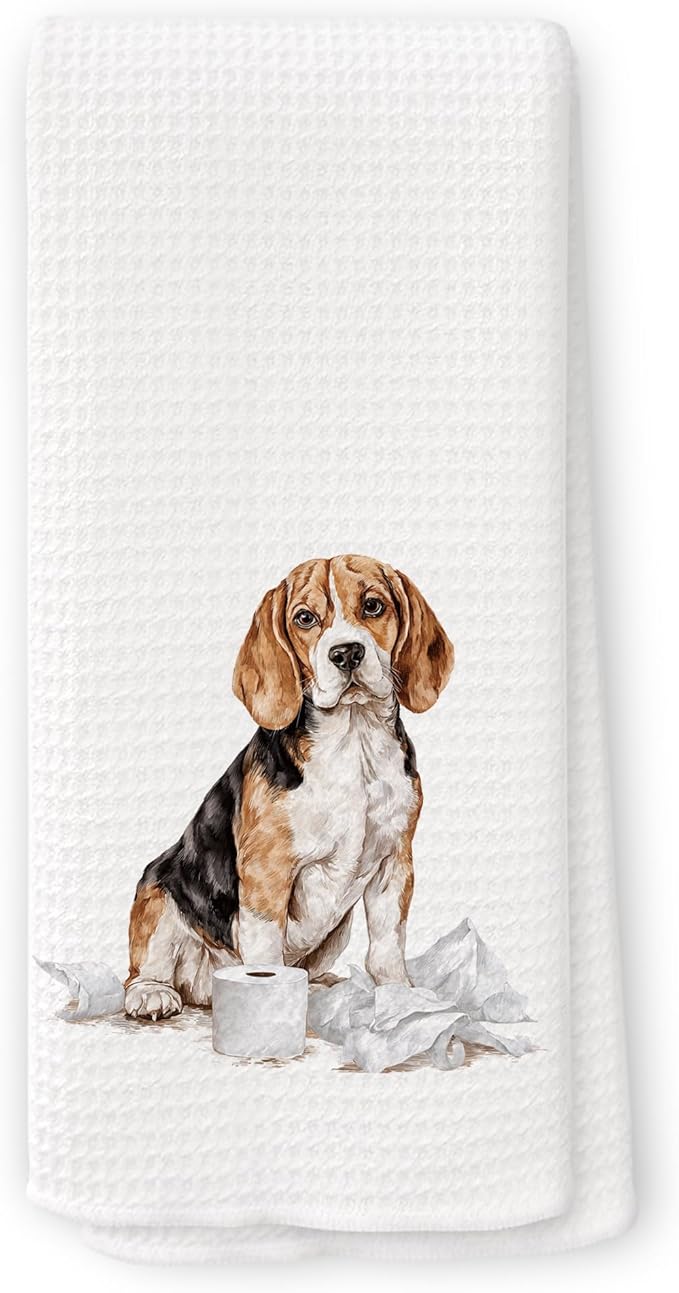 Funny Beagle Gifts Bathroom Hand Towels, Dog Bathroom Decor, Gifts for Beagle Lovers Dish Tea Towels, Kids Bath Room Washroom Toilet Decorative Hand Towel 16x24 Inch