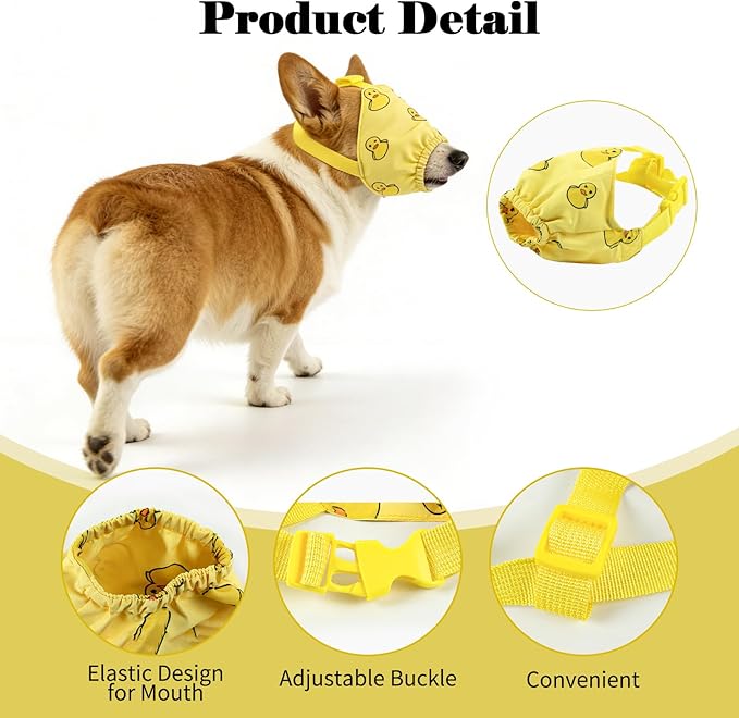 NACOCO Dog Calming Cap Eye Mask Ducks Nylon Shading Pet Anxiety Mask Muzzle for Grooming Anti Car Sickness (Yellow, S)