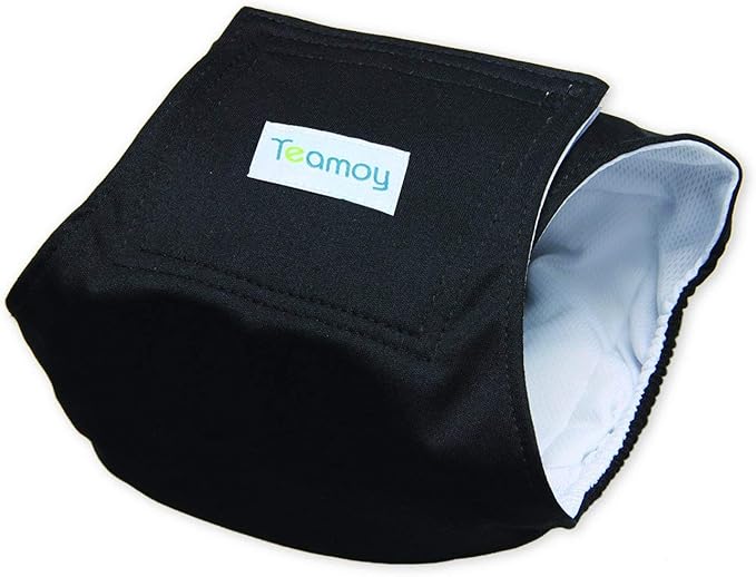 Teamoy 3 Pack Male Dog Diaper Wrap, Washable Puppy Belly Bands, Super-Absorbent and Comfortable(L1,16-20" Waist, Black)