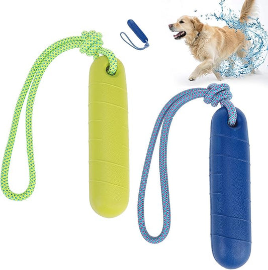 SCENEREAL Floating Dog Toys for Water Fetch, 8.5" Dog Water Toy for Medium Large Dogs, Tough Interactive 2 Pack Fetch Bumpers with Durable Rope for Summer Training Teething Outdoor Pool, Blue & Green