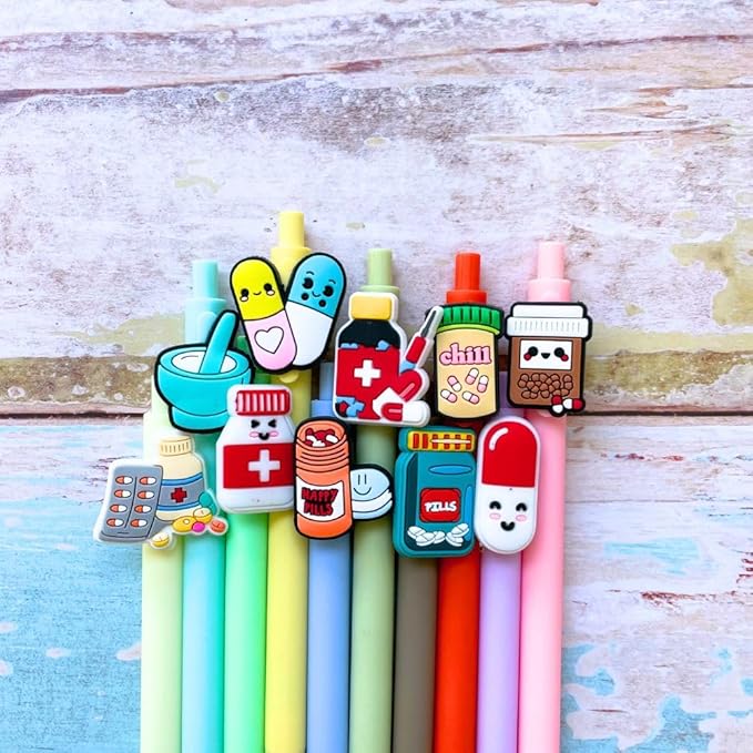 10PC Pharmacy Pens Cute Funny Pill Capsule Syringe Write Pharm Tech Technician Pen School College Office Supplies Accessories Bulk Appreciation Day Gift Set For Coworkers Women Pharmacist Workers