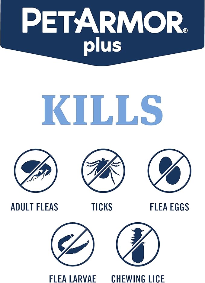 PetArmor Plus Flea and Tick Prevention for Dogs, Large Dog Flea and Tick Treatment, 12 Doses, Waterproof Topical, Fast Acting (45-88 lbs)