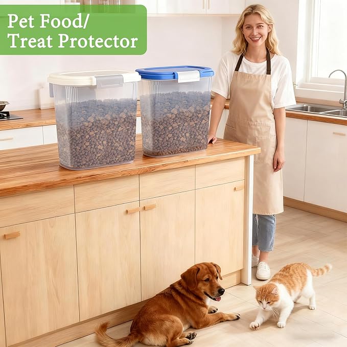Large Rice Storage Container 15-20 Lbs, Tall Flour Container with Scoop + Cup - Slim Dry Food Storage Bin for Cereal, Sugar, Beans, Pet Dog Cat Food Container - Kitchen and Pantry Storage Organization