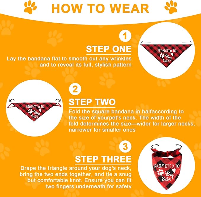 Promoted to Big Sister Red Plaid Dog Bandana, Gender Reveal Photo Prop Triangle Pet Scarf Scarves Decorations Accessories, Pet Scarves Dog Lovers Owner Gift